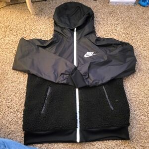 Nike Black Hooded Jacket worn once kids size Xl can fit small/medium woman